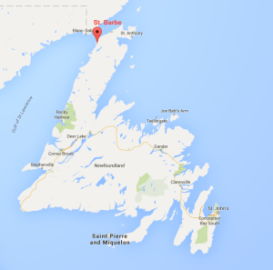 St. Barbe Newfoundland Map