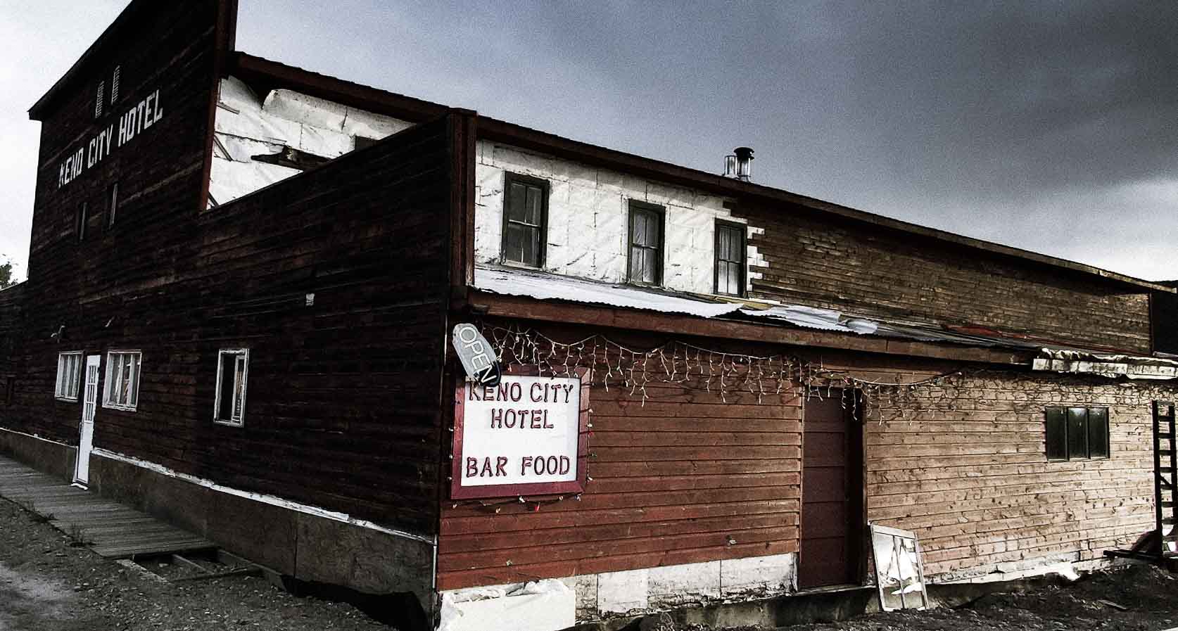 The old haunted Keno City Hotel in the Yukon near the silver mines and signpost hill