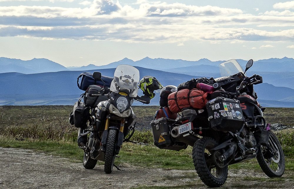 A Suzuki VStrom & a BMW At The Top of Keno Hill in the Yukon Territories