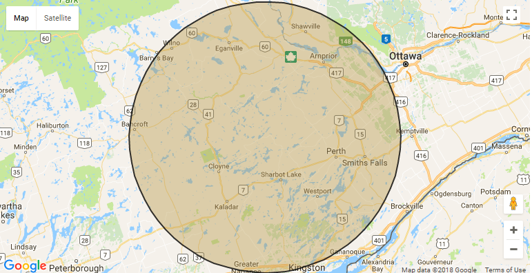 Map of the Ottawa Valley area