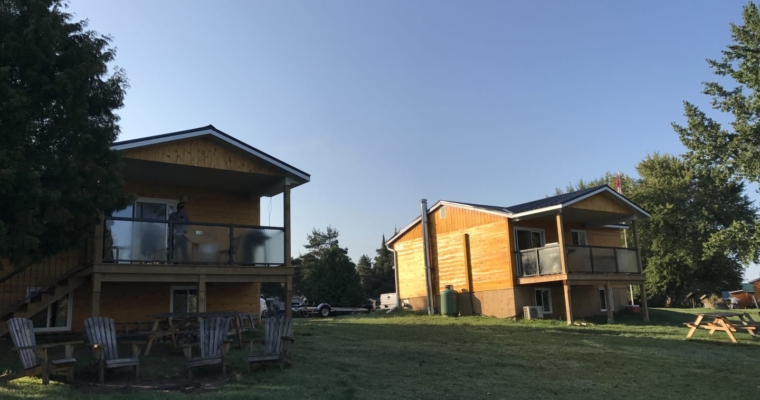2 cabins overlooking Bark Lake at Sunny Hill Resort Ontario