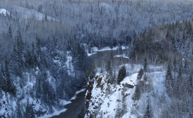 Photo of hte Abitibi River Canyon from the hydro dam