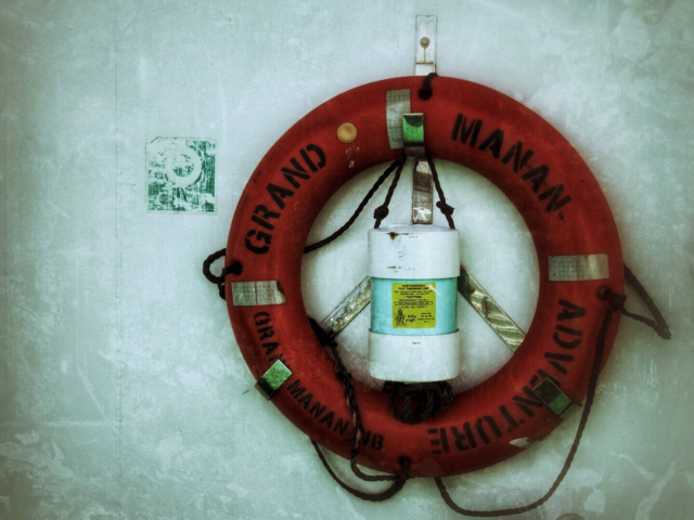 A life ring on the Grand Manan Adventure ferry boat