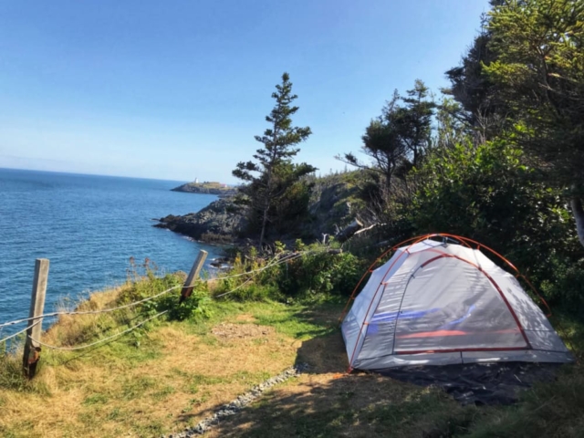 a cliff-side tent site at Hole in the Wall campground Grand Manan