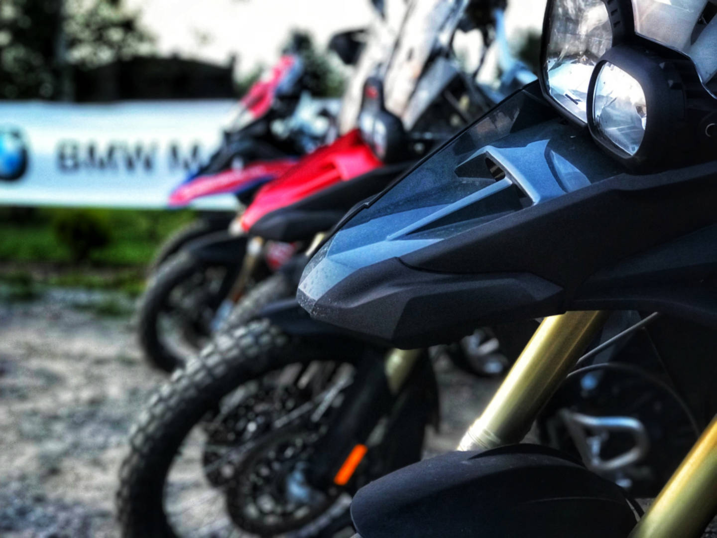 The BMW adventure motorcycle demo-ride lineup at FAR