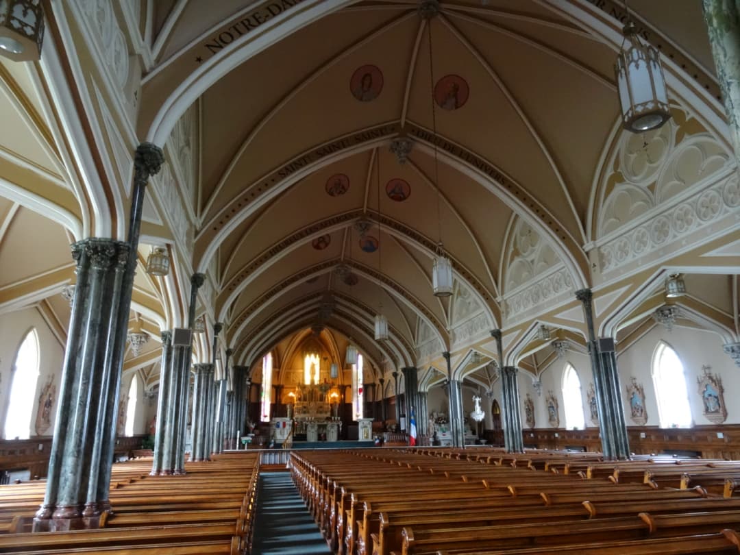 The interior of the cathedral at Mt Carmel PEI