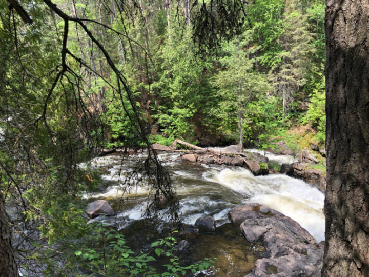 A photo of the water rushing through the Eau Claire Gorge