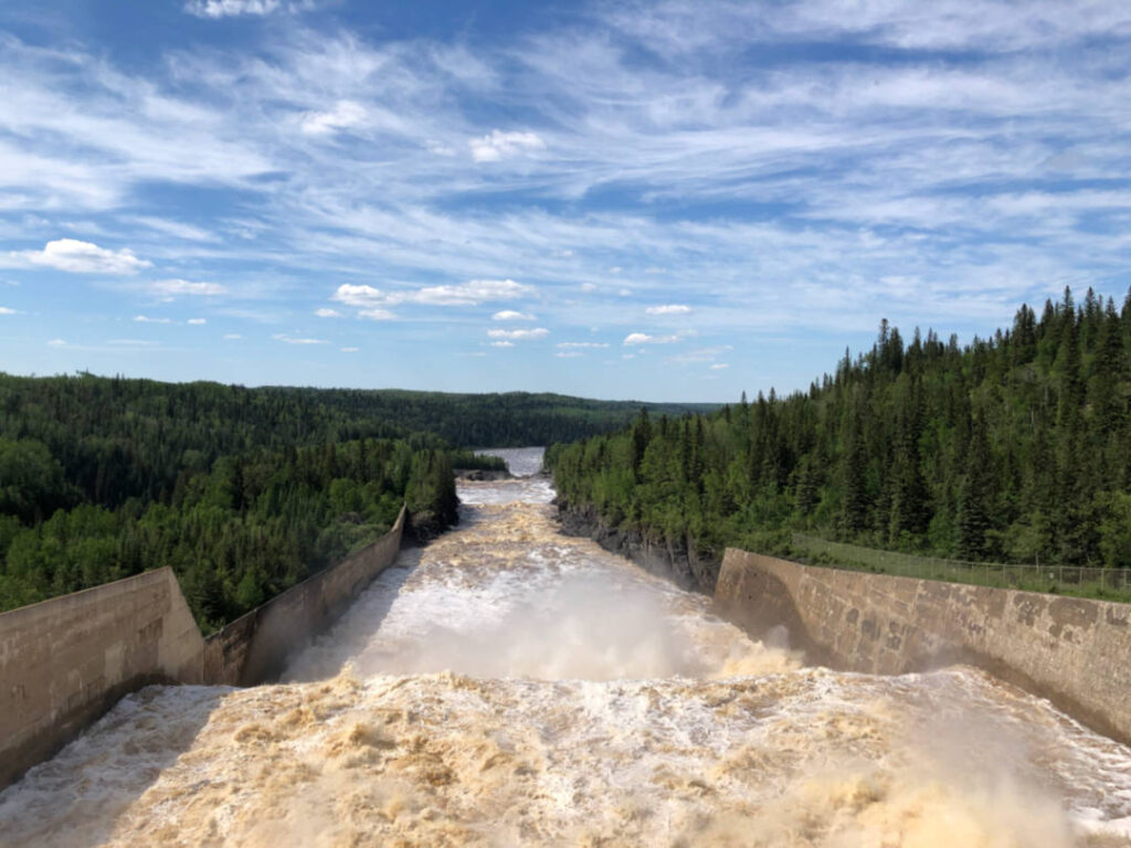 a photo of the sluiceway at Abitibi Canyon Hydro Generating Station